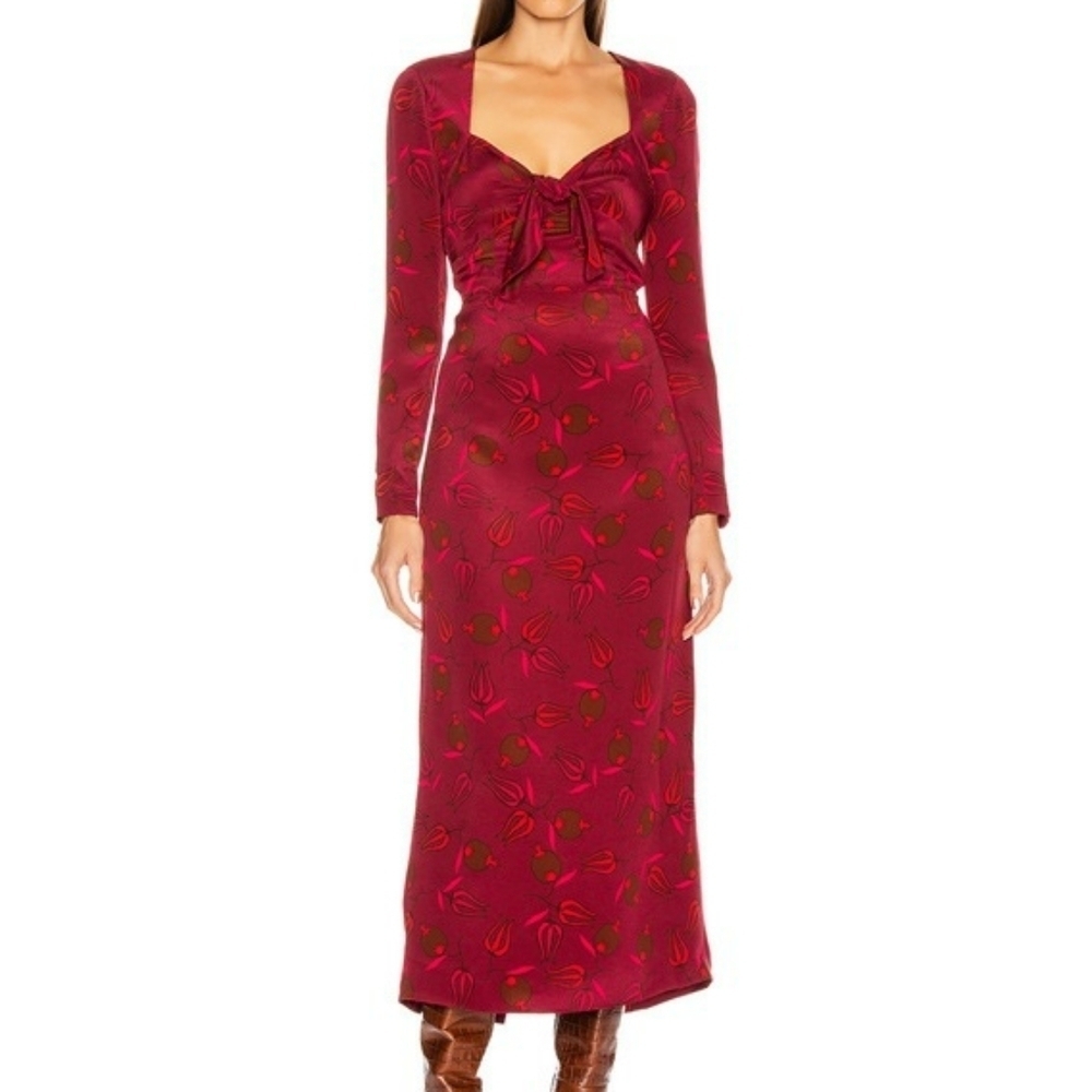 NWT REBECCA DE RAVENEL LONG SLEEVE ZAZA‎ SILK DRESS